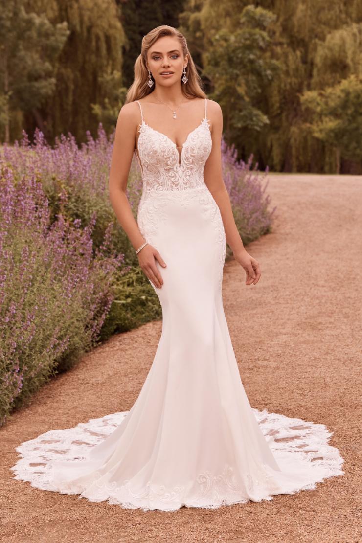 Sexy Crepe Wedding Dress with Lace Train Monique Thumbnail Image