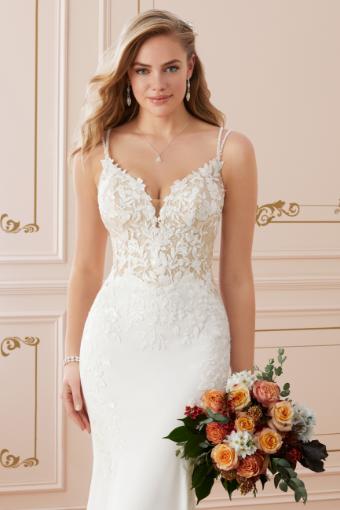 Floral Crepe Wedding Dress with Lace Train Celestina $2 thumbnail