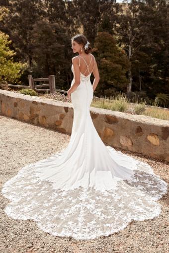 Floral Crepe Wedding Dress with Lace Train Celestina $3 thumbnail