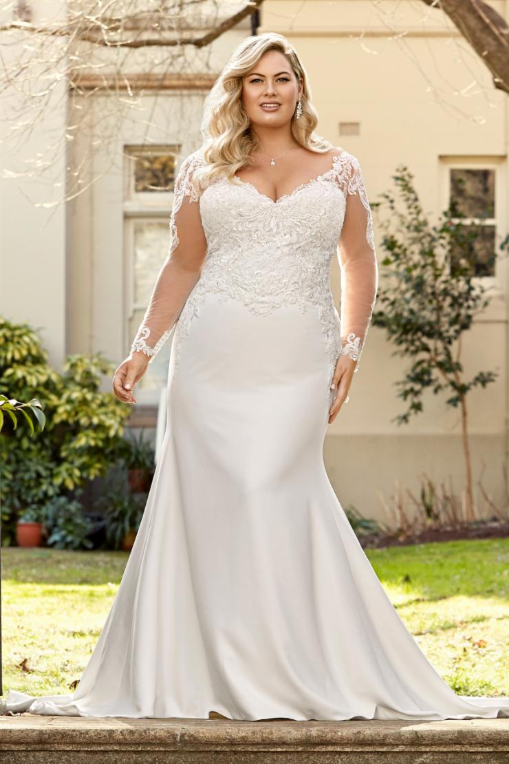 Modern Lace and Crepe Wedding Dress Brooklyn #$1 picture