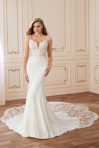 Floral Crepe Wedding Dress with Lace Train Celestina $1 thumbnail