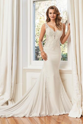 Effortless Chiffon Fit and Flare Wedding Gown Summer $0 default thumbnail