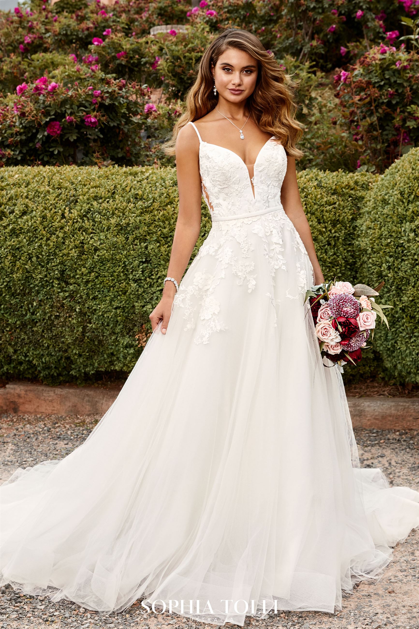 Romantic Wedding Dress with Illusion Back Aurora $8 autoplay loop mute thumbnail