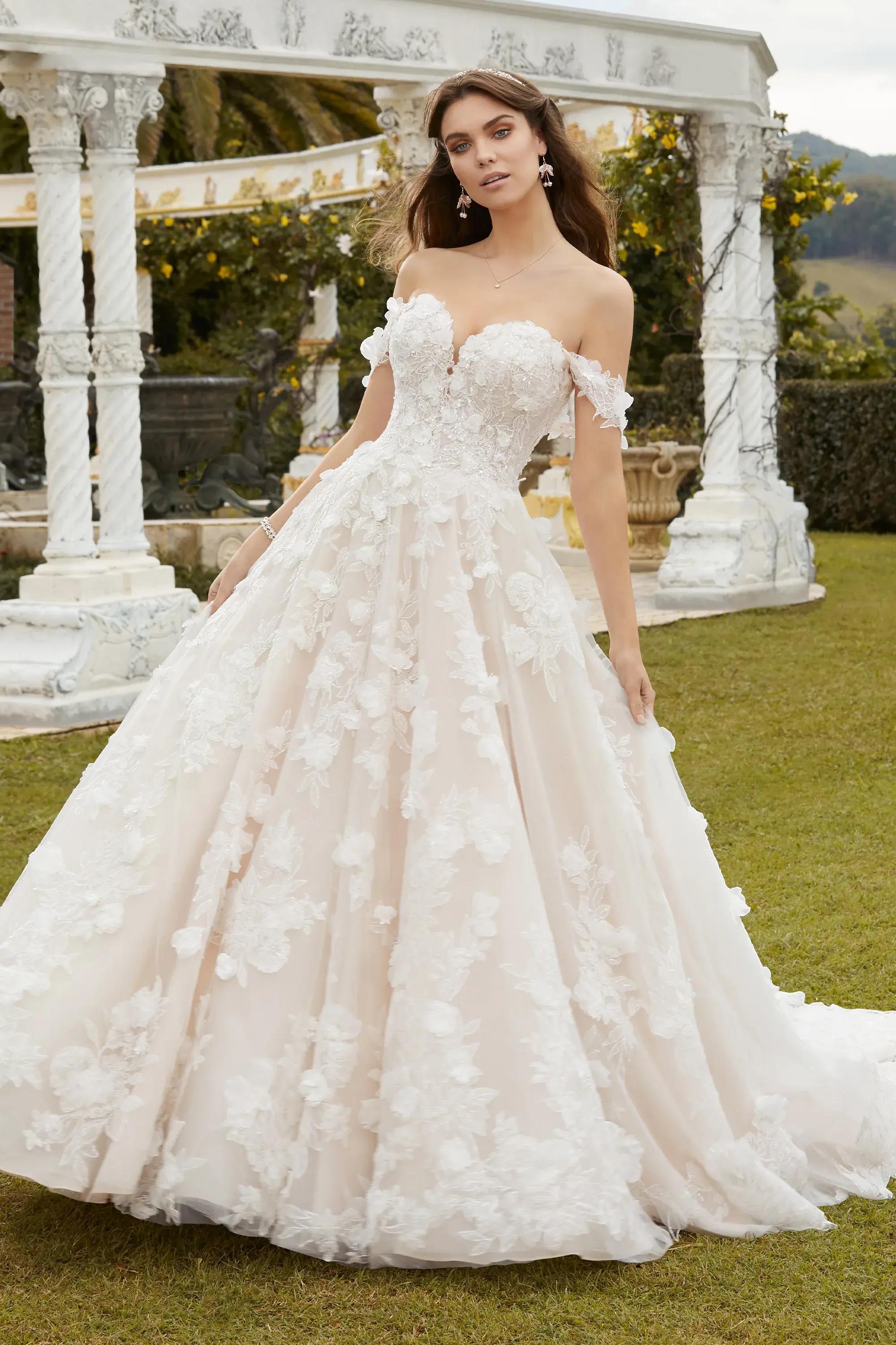 Opulent A-Line Wedding Dress with Floral Lace Ingrid $1 autoplay loop mute thumbnail