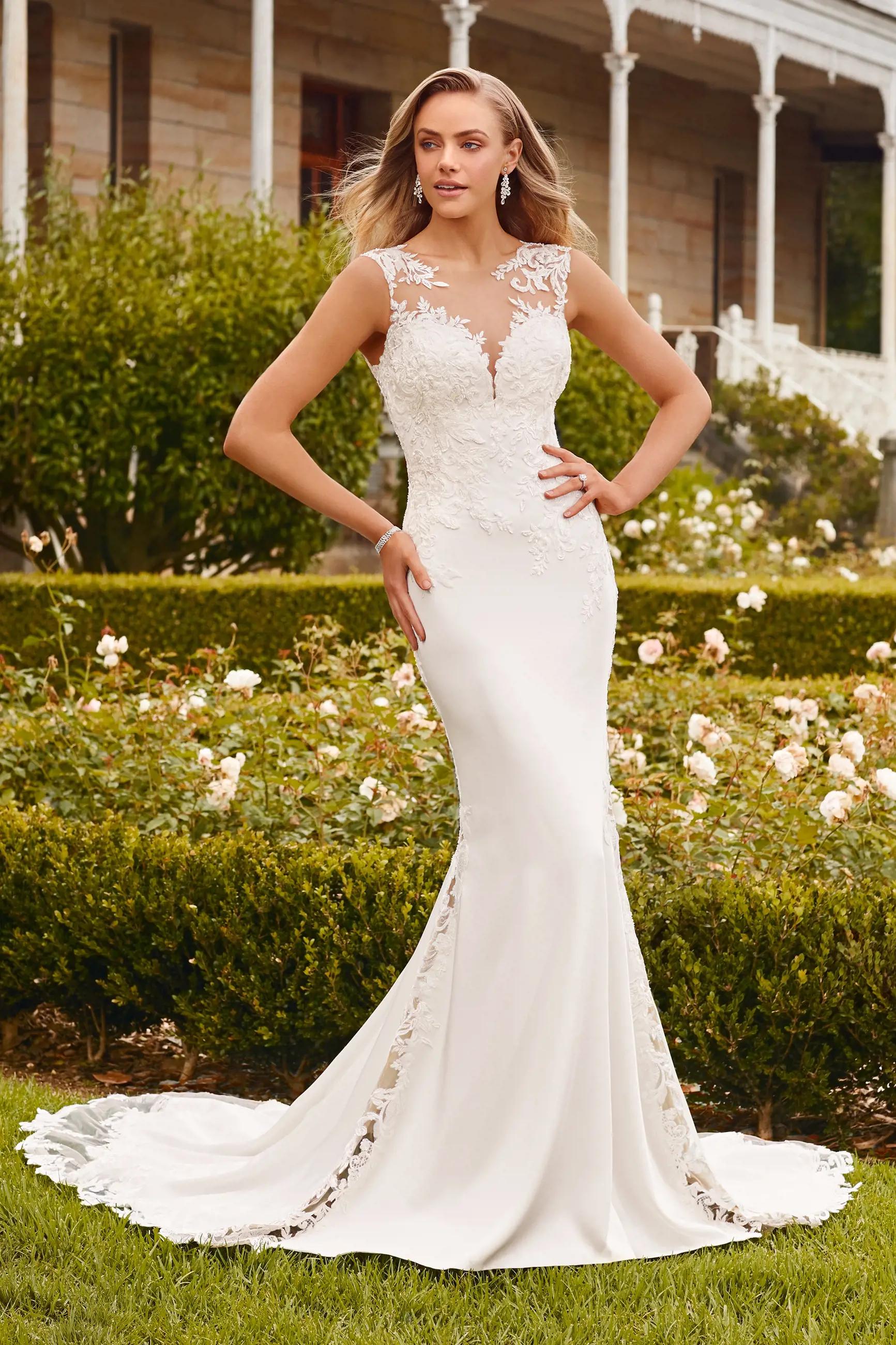 Unique Wedding Dress with Illusion Neckline Capri $2 autoplay mute thumbnail