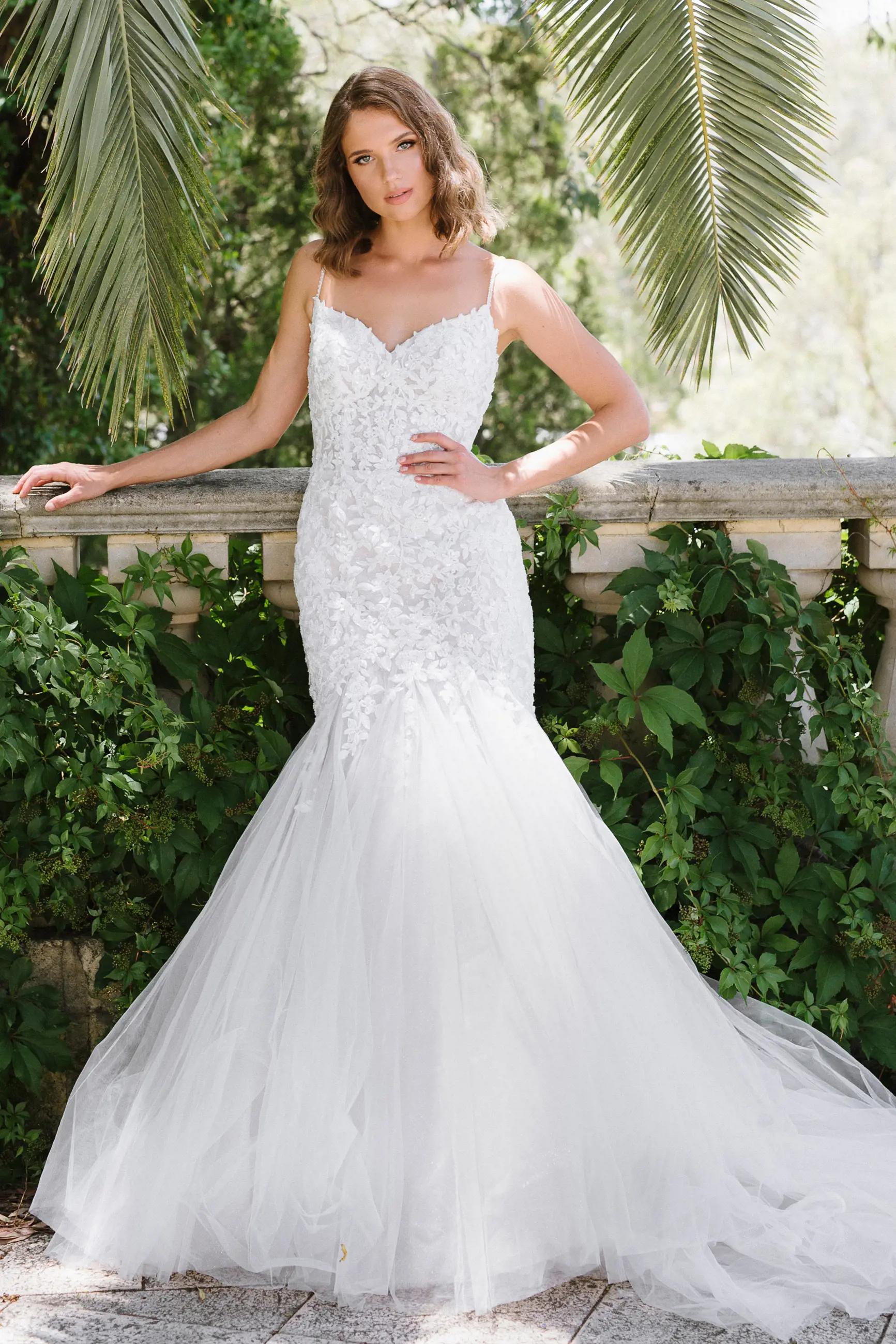 Romantic Mermaid Wedding Dress with Sweetheart Neckline Laurina $1 autoplay mute thumbnail