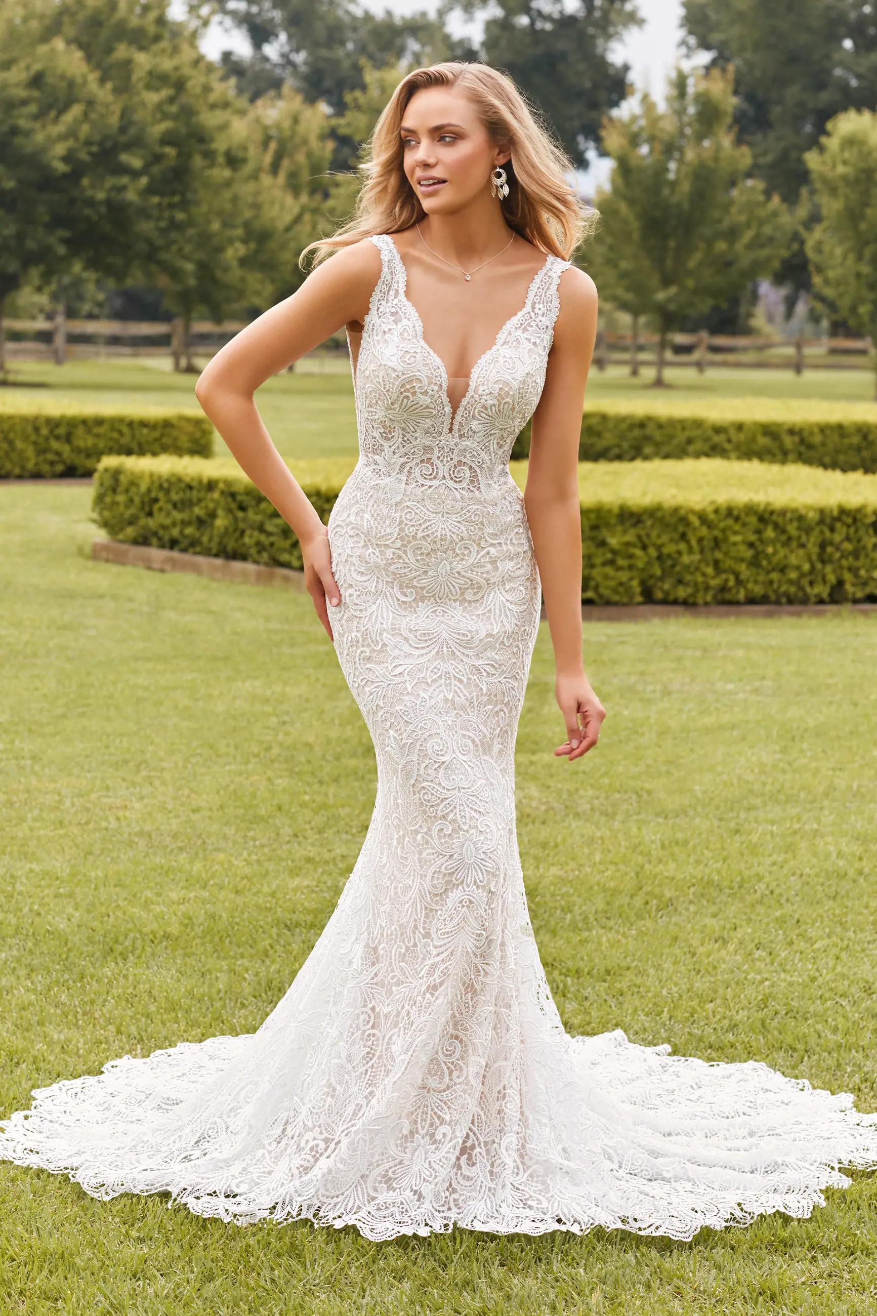 Stylish Wedding Dress with Allover Lace Frankie $1 autoplay mute thumbnail